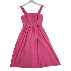 Vintage 1970's Pink Sleeveless Midi Dress W Button Pleated Bodice